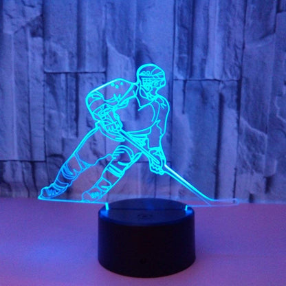 Ticent Hockey Night Light - 3D Player Lamp with 7 Color Changing LED for Kids' Rooms - Touch Control Desk Lamp for Hockey Fans
