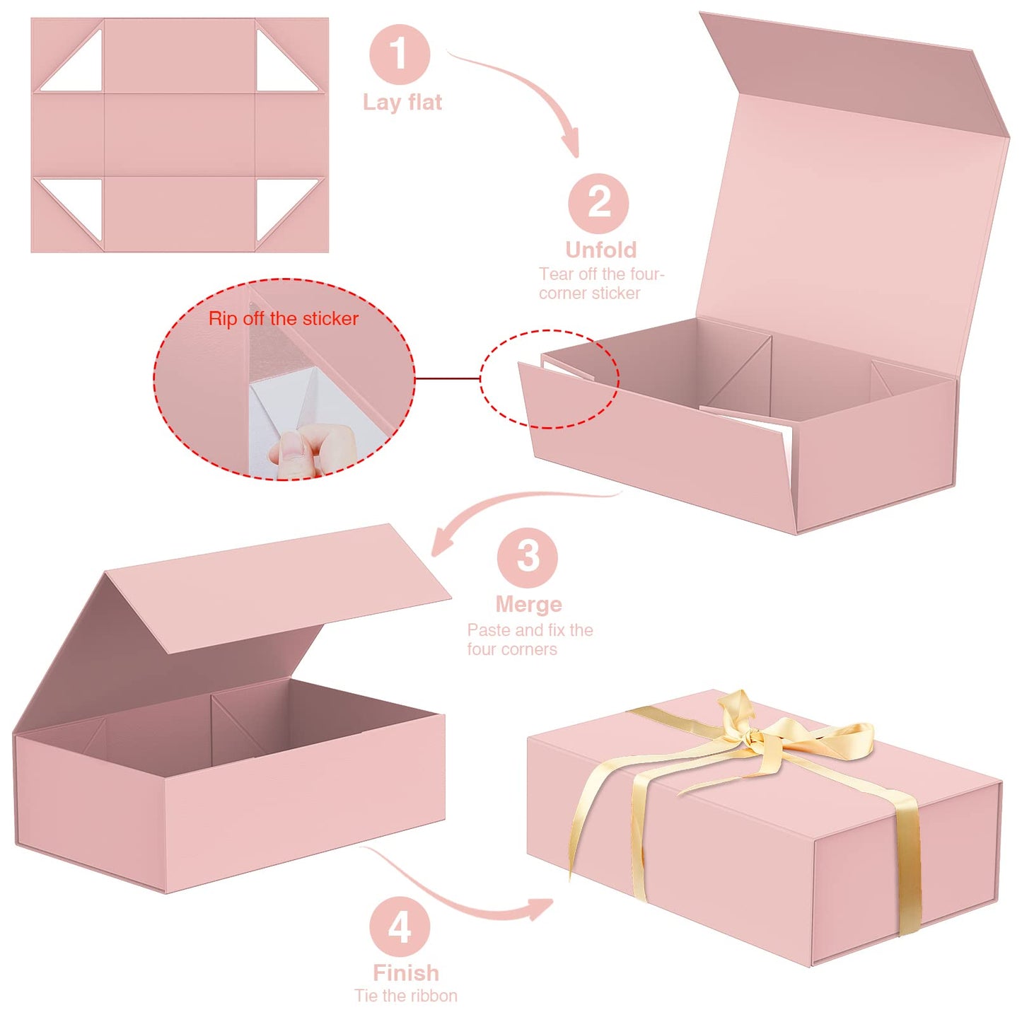 Luxury Large Gift Box 13.8"x9"x4.3" Storage Box Ribbon Magnetic Closure for Luxury Packaging Box for Mother's Day, Birthdays, Bridal Gifts,Weddings