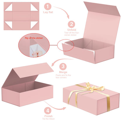 Luxury Large Gift Box 13.8"x9"x4.3" Storage Box Ribbon Magnetic Closure for Luxury Packaging Box for Mother's Day, Birthdays, Bridal Gifts,Weddings