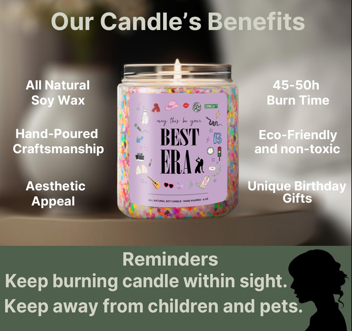 Taylor Birthday Candles, Taylor Gifts Merch Ideas, Cute Candle Gift for Women, Christmas Stocking Stuffers Gift for Girls Boys (Best Era)