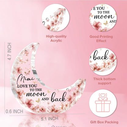 Mothers Day Gifts Mimi Grandma Birthday Grandmother Gift From Grandchildren,Acrylic Moon Decor Sign Grandmother Gift for Christmas Birthday Thanksgiving-Mimi Love You To The Moon And Back