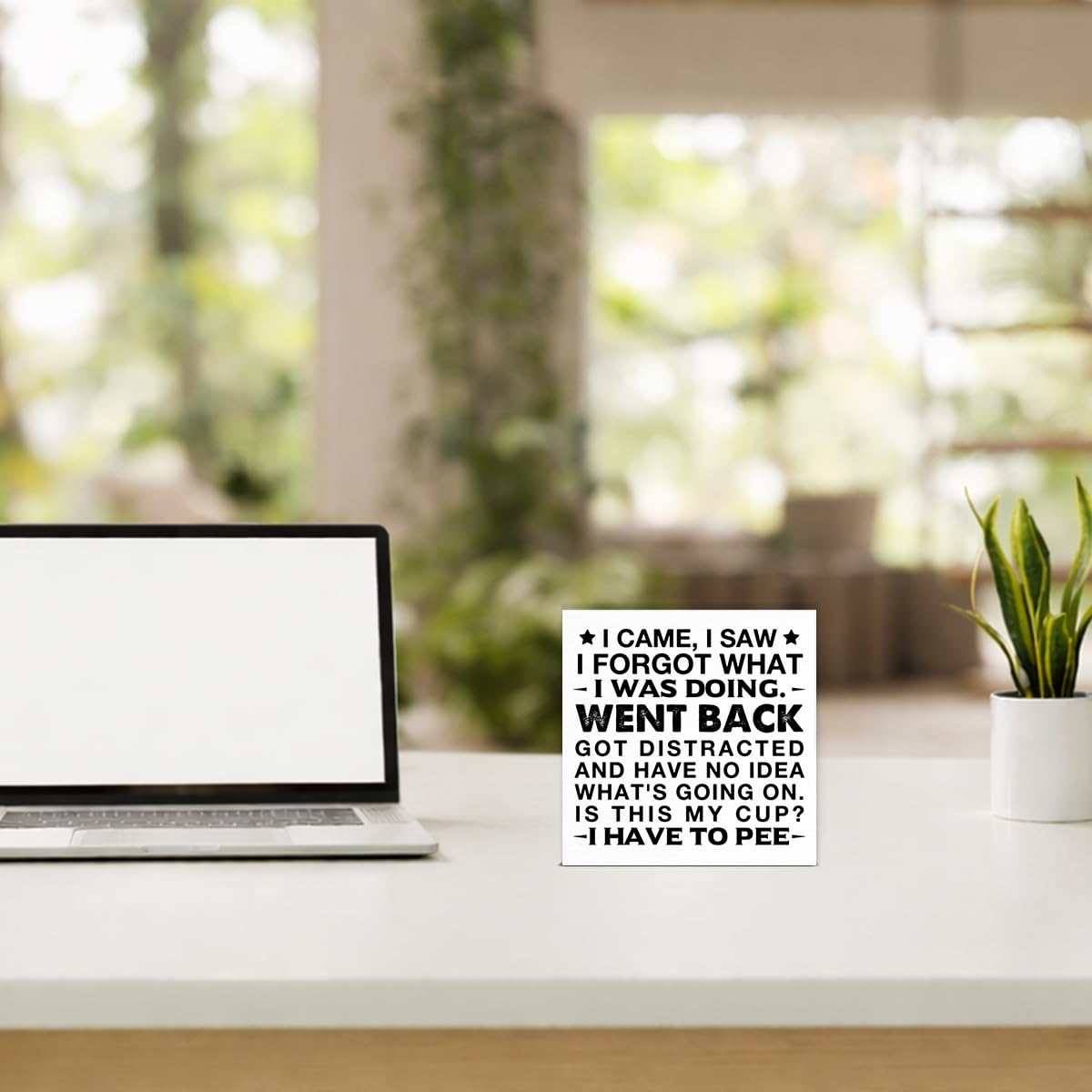 Funny ADHD Office Desk Decor Wooden Sign - Humorous Forgetful Block Box Sign Office Cubicle Decor Gag Gifts for Coworkers ADHD Friends