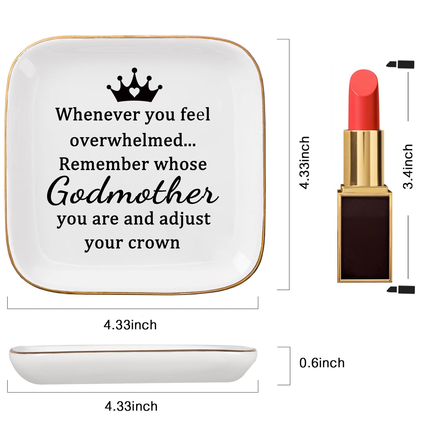 Godmother Gifts from Godchild, ...Remember Whose Godmother You Are... Gifts for Godmother Jewelry Dish Tray, Godmother Proposal Gift for Godmother Birthday Christmas Mothers Day