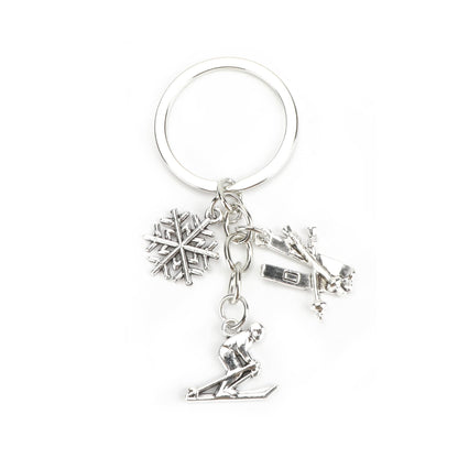 Ski Keychain,Winter Sport Keychain,Christmas Birthday Gift for Skiing Hockey Fans Lovers Coaches Players Women Men
