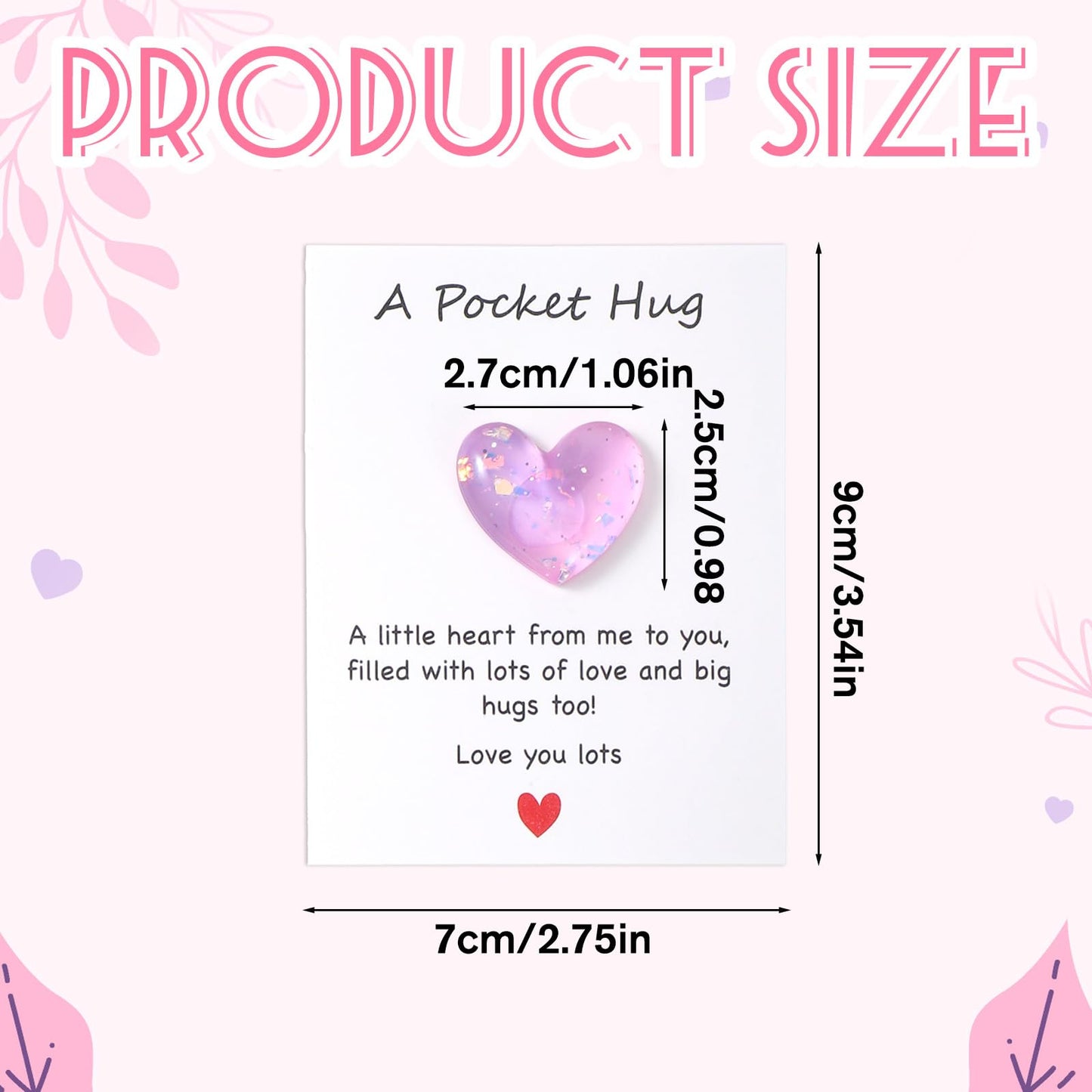 Tucnoeu 8 Pcs Pocket Hug Heart Greeting Cards, Little Heart Pocket Hug Card,Gift for Valentines Day, Keepsake Exchange Relationship Cards for Colleagues, Family, Friends