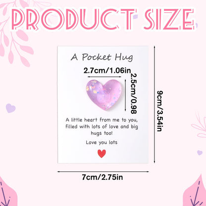 Tucnoeu 8 Pcs Pocket Hug Heart Greeting Cards, Little Heart Pocket Hug Card,Gift for Valentines Day, Keepsake Exchange Relationship Cards for Colleagues, Family, Friends