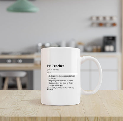Minimalist Ceramic Mug-11oz Coffee Milk Tea Mug Cup with Handle - PE Teacher Definition Physical Education Appreciation Gift
