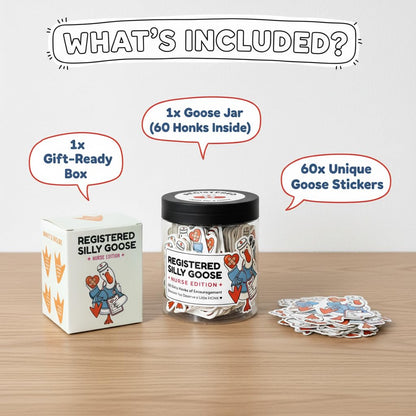 Registered Silly Goose Nurse Jar — 60 Funny Affirmation Cards, Nurses Week Appreciation Gift for Women, Nursing Graduation Gift, RN LPN CNA Encouragement
