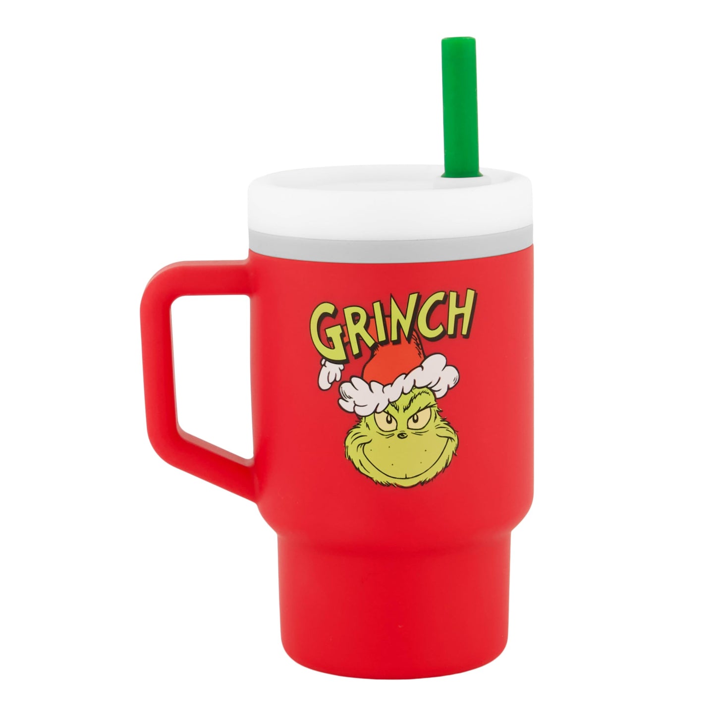 Infantino My 1st Tumbler, 9 Oz. Silicone Sippy Cup with Straw & Handle, Spill-Resistant Baby Cup for On-the-Go, BPA-Free Transition Bottle, Red Grinch