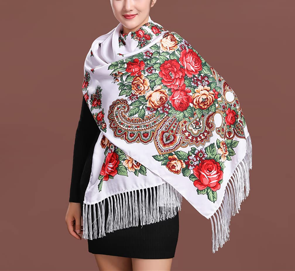 Gudessly Traditional Tassel Exotic Wrap Printed Scarf for Women Warm Soft Large Long Rectangular Fashion Scarves