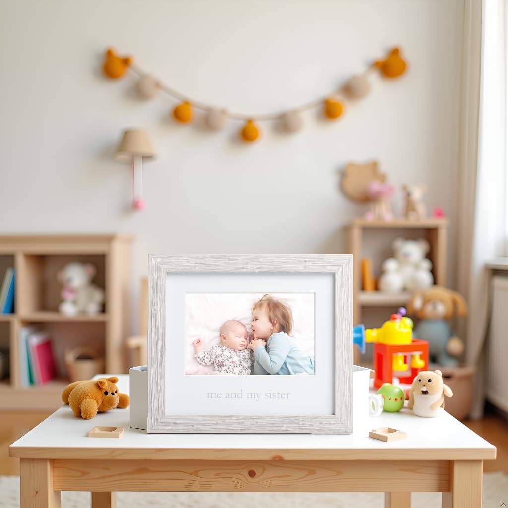 Kate & Milo Rustic Me & My Sister Frame, Sibling Keepsake, Ideal Little or Big Sister Gift, Gender Neutral Nursery Decor