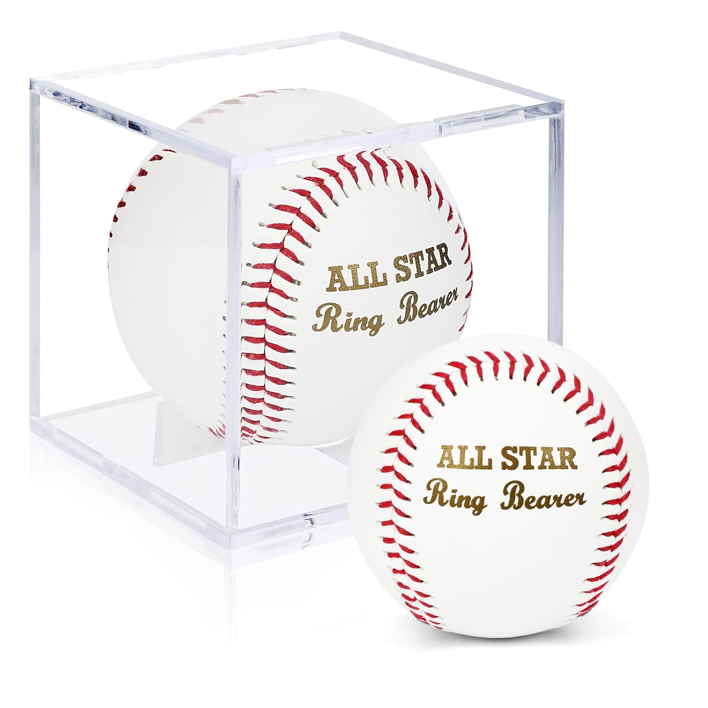 WANGDEFA Ring Bearer Baseball with Display Case - All Star Wedding Gift - Will You Be My Ring Bearer?