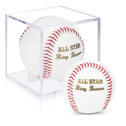 WANGDEFA Ring Bearer Baseball with Display Case - All Star Wedding Gift - Will You Be My Ring Bearer?