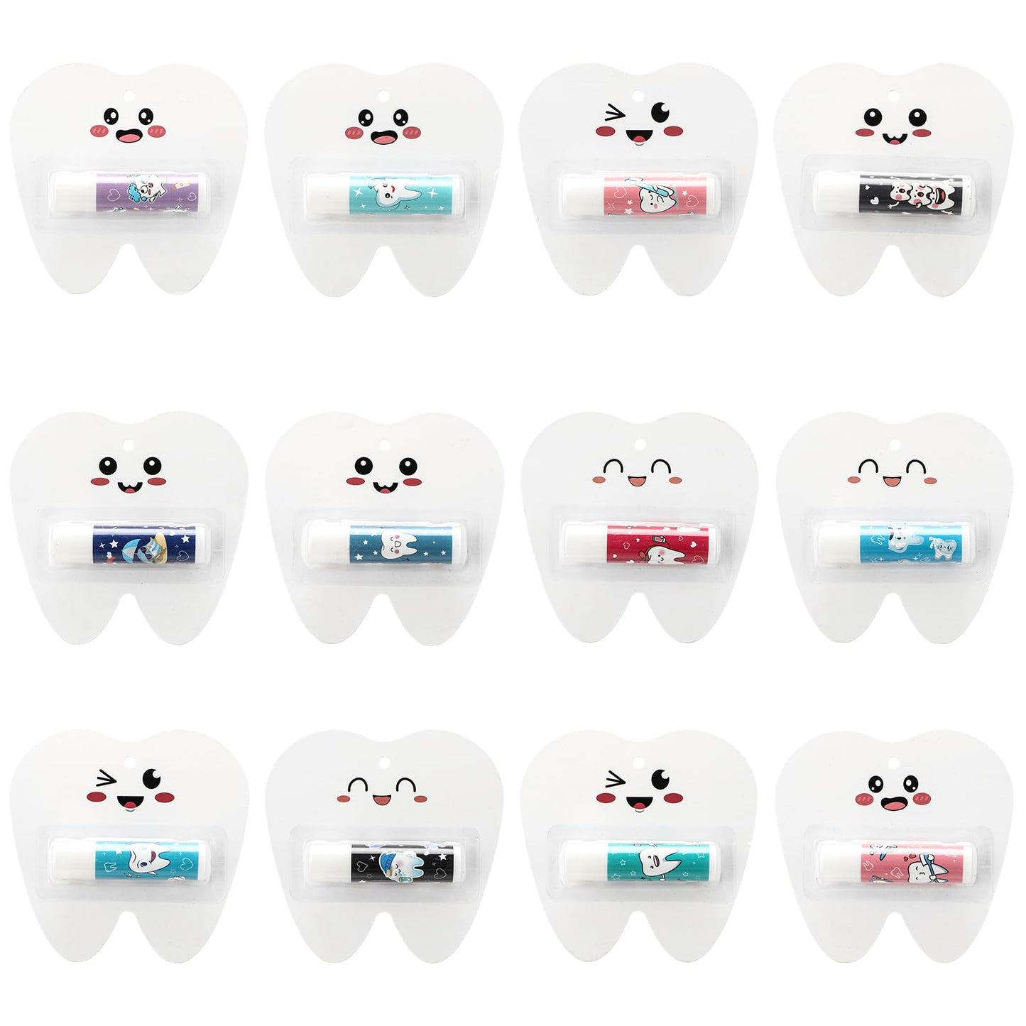 Leelosp 24 Pack Dental Assistant Appreciation Gifts Lip Balm Bulk Teeth Themed Moisturizing Lip Balms Dental Hygiene Gifts for World Oral Health Day Nurse Doctor Staff Coworkers Hospital Office