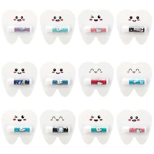 Leelosp 24 Pack Dental Assistant Appreciation Gifts Lip Balm Bulk Teeth Themed Moisturizing Lip Balms Dental Hygiene Gifts for World Oral Health Day Nurse Doctor Staff Coworkers Hospital Office