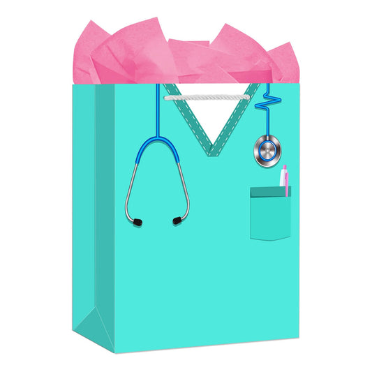 WhatSign Nurse Graduation Gifts Bag - 13" Large Nurse Gift Bags with Tissue Paper and Handle Nursing School Graduation Gifts for Women New Nursing Student Gift Bag for Medical School Party Favor