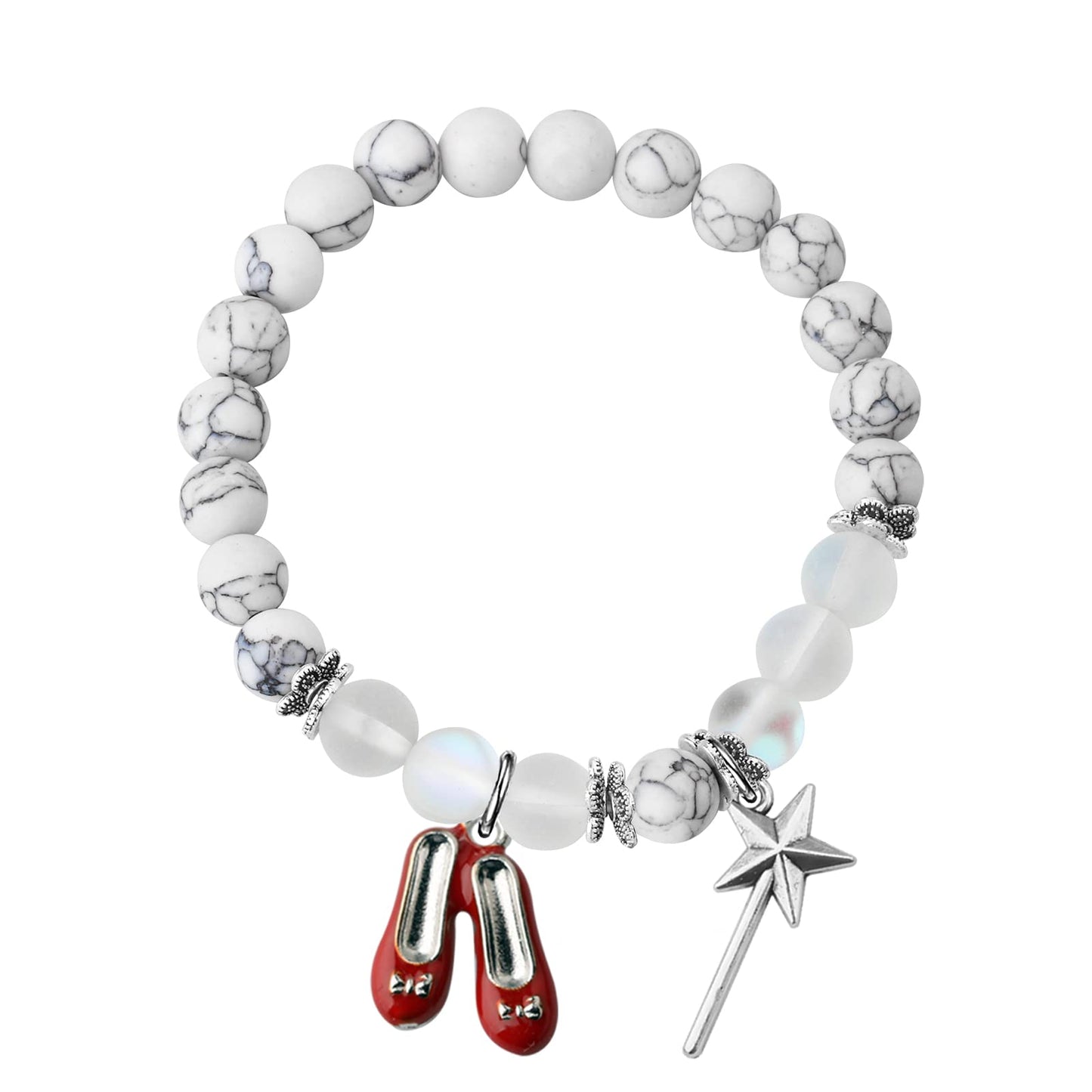 FUSTMW Red Shoe Bracelet Do-roth Gifts Red Slippers Jewelry Movie Fans Inspired Gifts Wand Charm