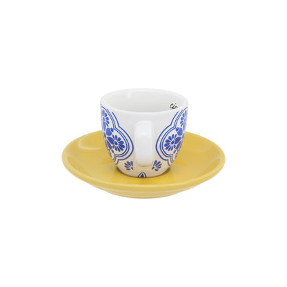 Pavilion Gift Company - Ciao Bella - 2.5 oz Stoneware Espresso Cup Saucer Mediterranean Summer Vibrant Drinkware