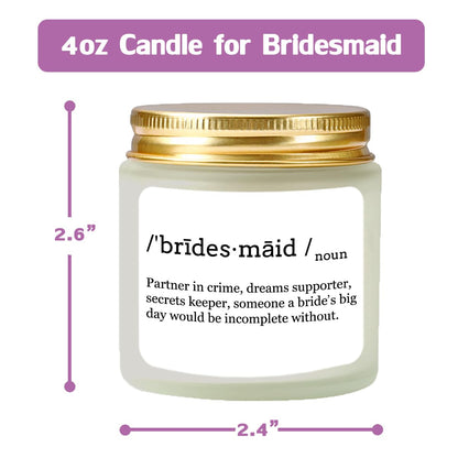 Scented Candle Bridesmaid Proposal Gifts - Lavender Soy Wax Candle - Maid of Honor Proposal Gifts - Will You be My Bridesmaid Gift for Friends Girls Women 4oz