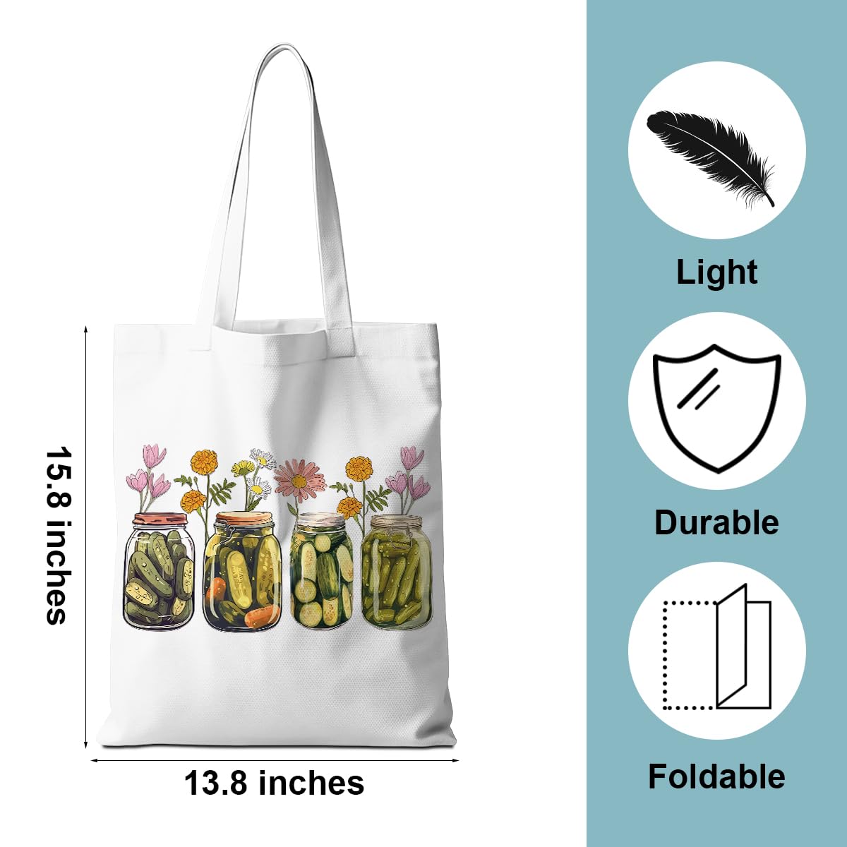 Funny Pickle Tote Bag Aesthetic Weekender Bag Shopping Gifts for Pickle Lovers Women Friends