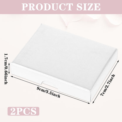 2 Pack Small Jewelry Gift Box, Cardboard Jewellery Box with Lids Pendent Storage Case Necklace Bracelet Earring Cardboard Organizer Square Jewelry Gift Boxes for Necklaces Bracelets Earrings(White)