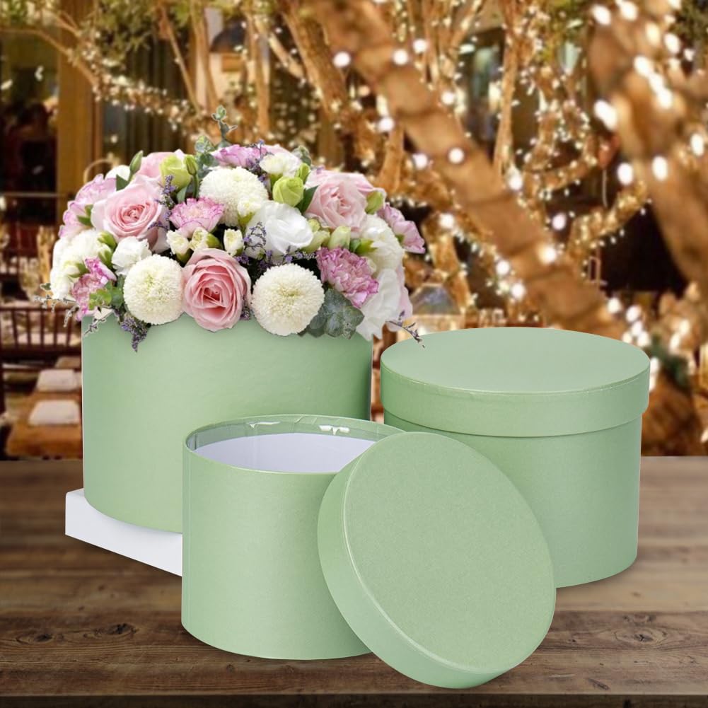 Mint Green Gift Box Round Gift Boxes with Lids Set of 3 Nesting Gift Boxes for Presents Assorted Sizes Flower Boxes for Arrangements Birthday Wedding Bridesmaid Graduation Christmas Party Gift Bags