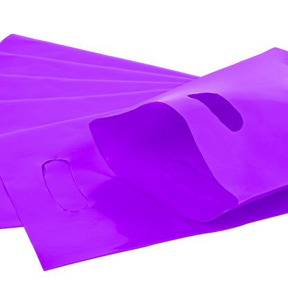 Purple 100 PCS Small Gift Bags, 6"x8" Goodie Party Favor Bags with Handle, Treat Retail Pouches for Kids Birthday, Christmas, Small Business