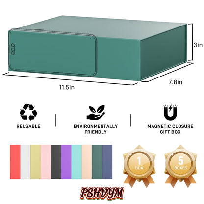 PSHVYM Gift Boxes with Lids, 11.5x7.8x3 In Forest Green Gift Box for Presents Magnetic Closure for T-Shirts, Gloves, Scarves, Books, Baby Clothes, Clothing Gift Wrap, Contains Card, Ribbon (5PACK)