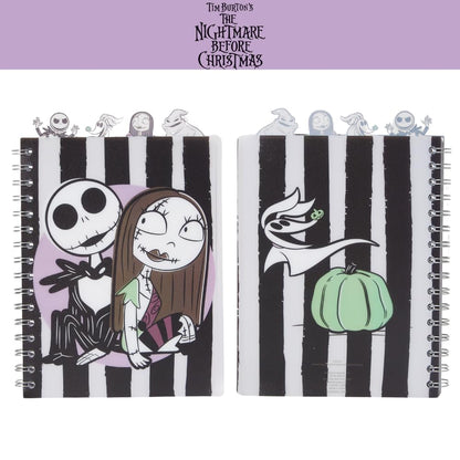 Nightmare Before Christmas Tab Journal Notebook, Spiral Bound, 96 Lined Pages, 8 x 7 inches, Black/White