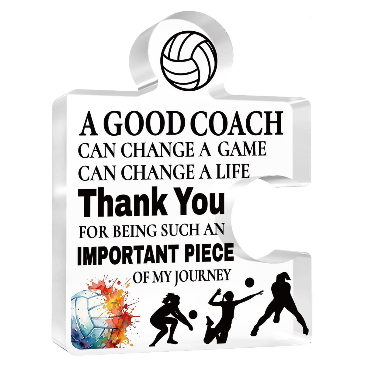 Inspirational Coach Thank You Appreciation Gifts Thank you for Being Such an Important Piece of my journey Acrylic Puzzle Volleyball Coach Gifts for Home Office Desk Table Decor