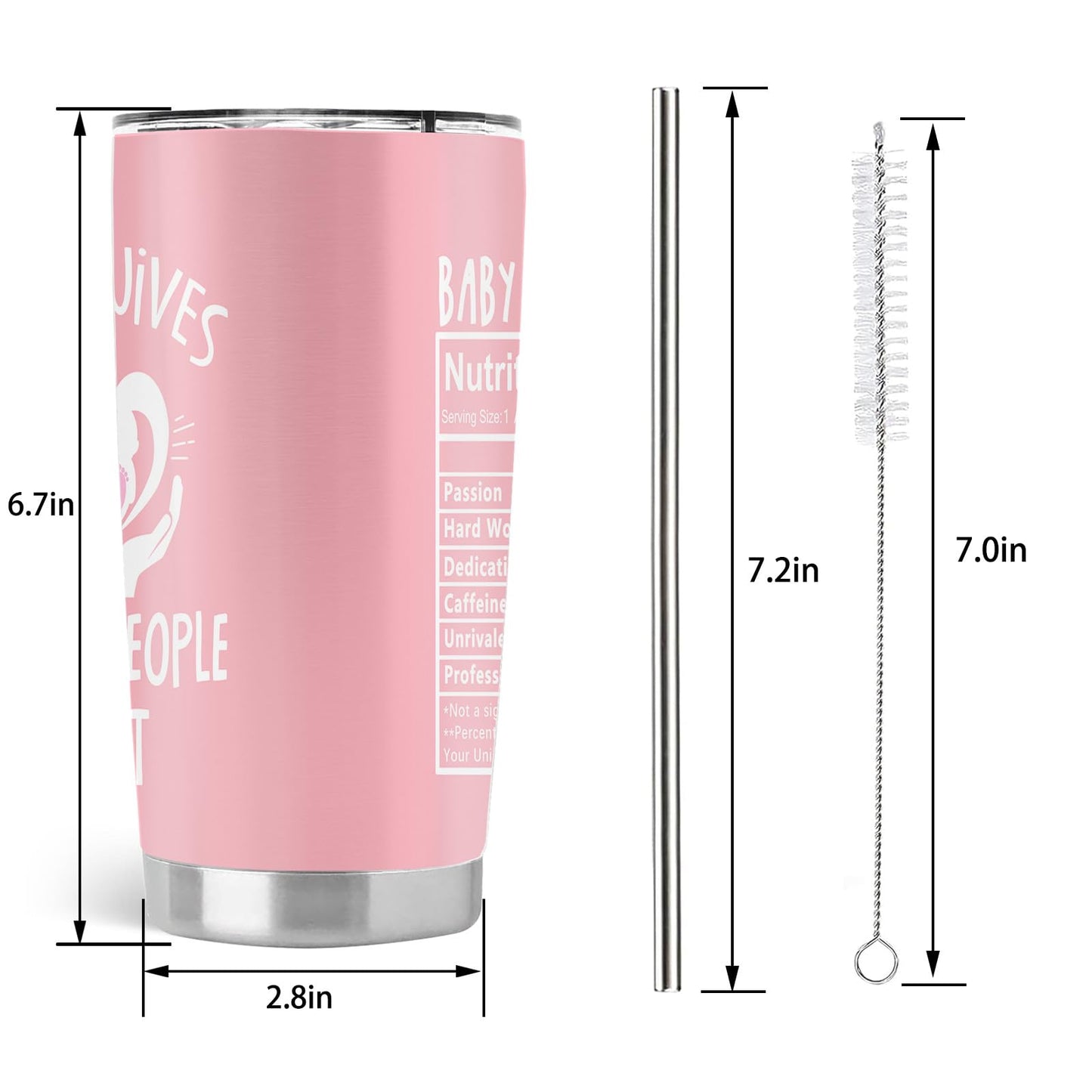 Midwife Gifts for Women, Obgyn Doula Nurse Doctors Gifts, 20oz Stainless Steel Tumbler with Lid Straw