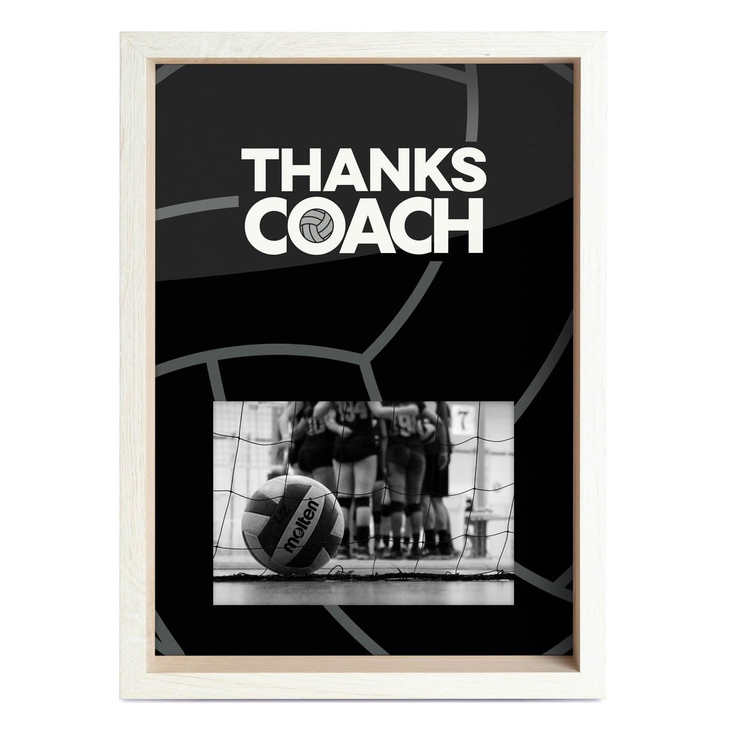 ChalkTalkSPORTS Volleyball Coach Gift Frame - Autograph Ready Volleyball Picture Frame - Holds 4x6 Photo - Desk or Wall Display - Thanks Coach