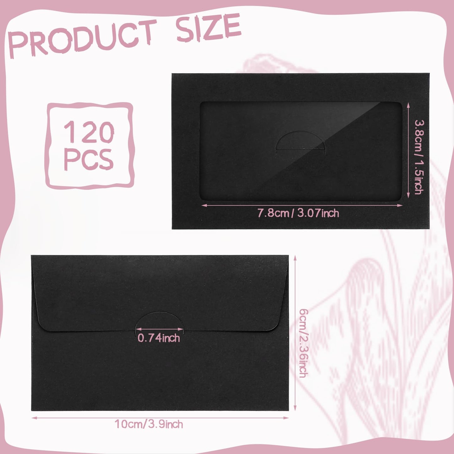 120 Packs Gift Card Envelopes Sleeves Credit Card Size with Window Greeting Card Mailing Envelopes Business Small Envelopes Pockets for Party Festivals (Black, 3.9 x 2.4 Inch)