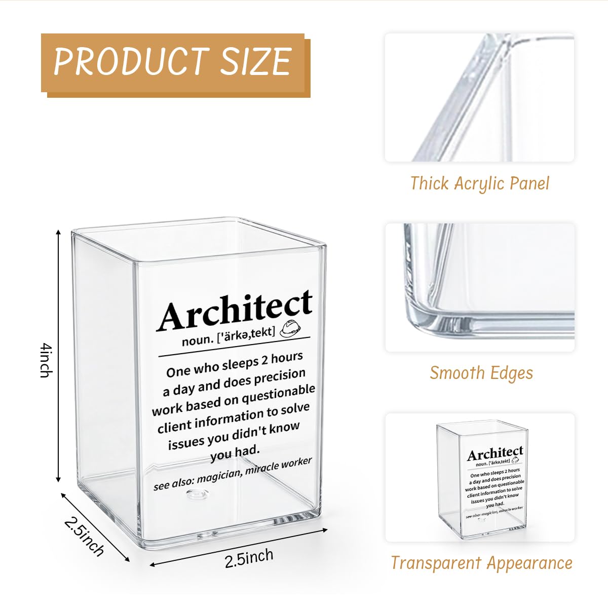 Gifts for Architects, Funny Architecture Architectural Engineering Gifts for Women Men, Architect Student Definition Clear Desk Decorative Sign Office Home Acrylic Decor Acrylic 2.5 x 4 inch