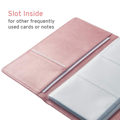 Sooez Leather Professional Business Card Holder Organizer, 240 Card Capacity PU Name Credit Cards Booklet (Pink)