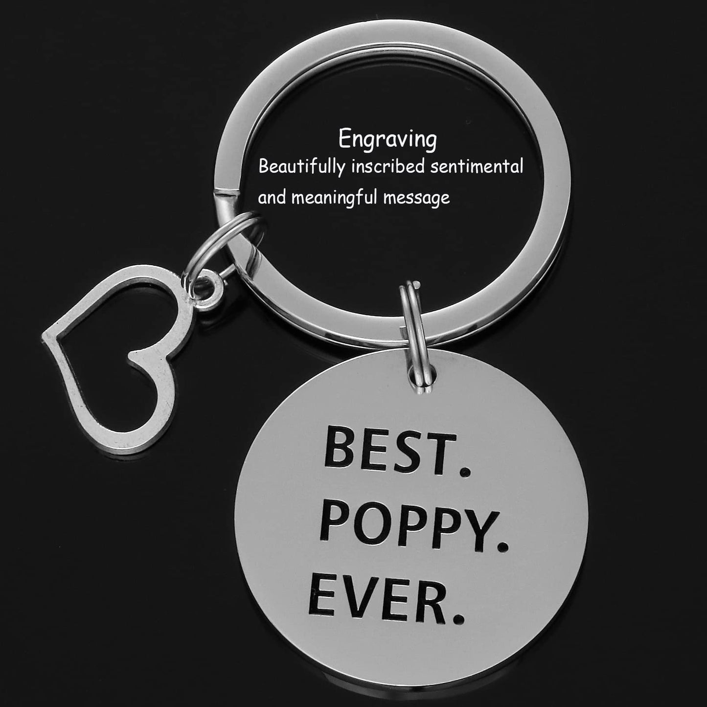HUTIMY Poppy Gifts Keychain for Men - Poppy Charm Merch - Worlds Best Pappy Stuff Present