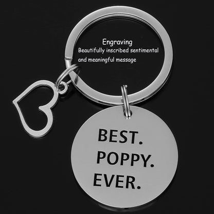 HUTIMY Poppy Gifts Keychain for Men - Poppy Charm Merch - Worlds Best Pappy Stuff Present