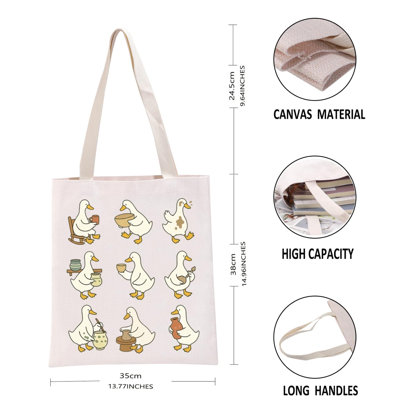 G2TUP Funny Pottery Lover Gift Cute Goose Pottery Tote Bag Ceramic Artist Handbag Ceramic Maker Gift