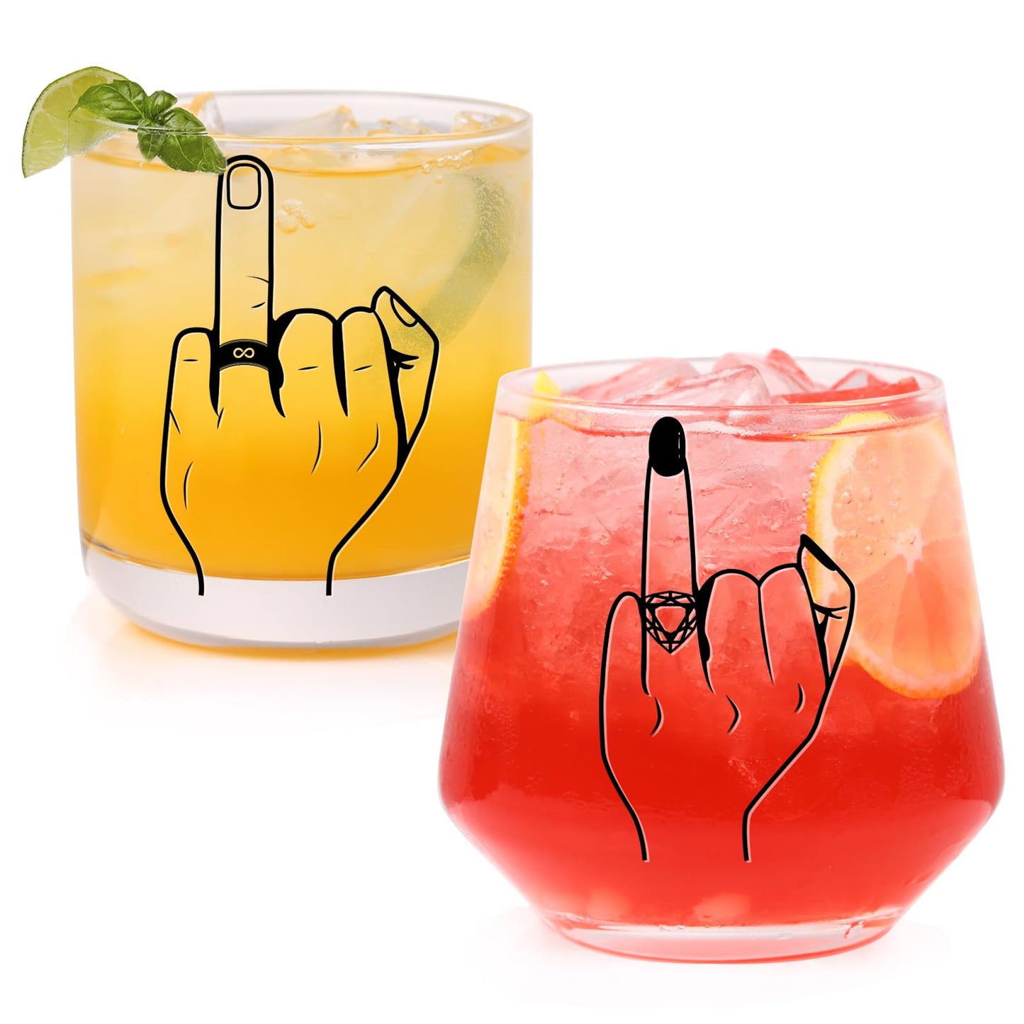 comfit Engagement Gifts for Couple, Ring Finger Wine&Whiskey Glass Set,Bride and Groom Just Married Gift, Mr and Mrs Newlyweds Bridal Shower,Valentine's Day Gift,Wedding Gifts for Couples 2026