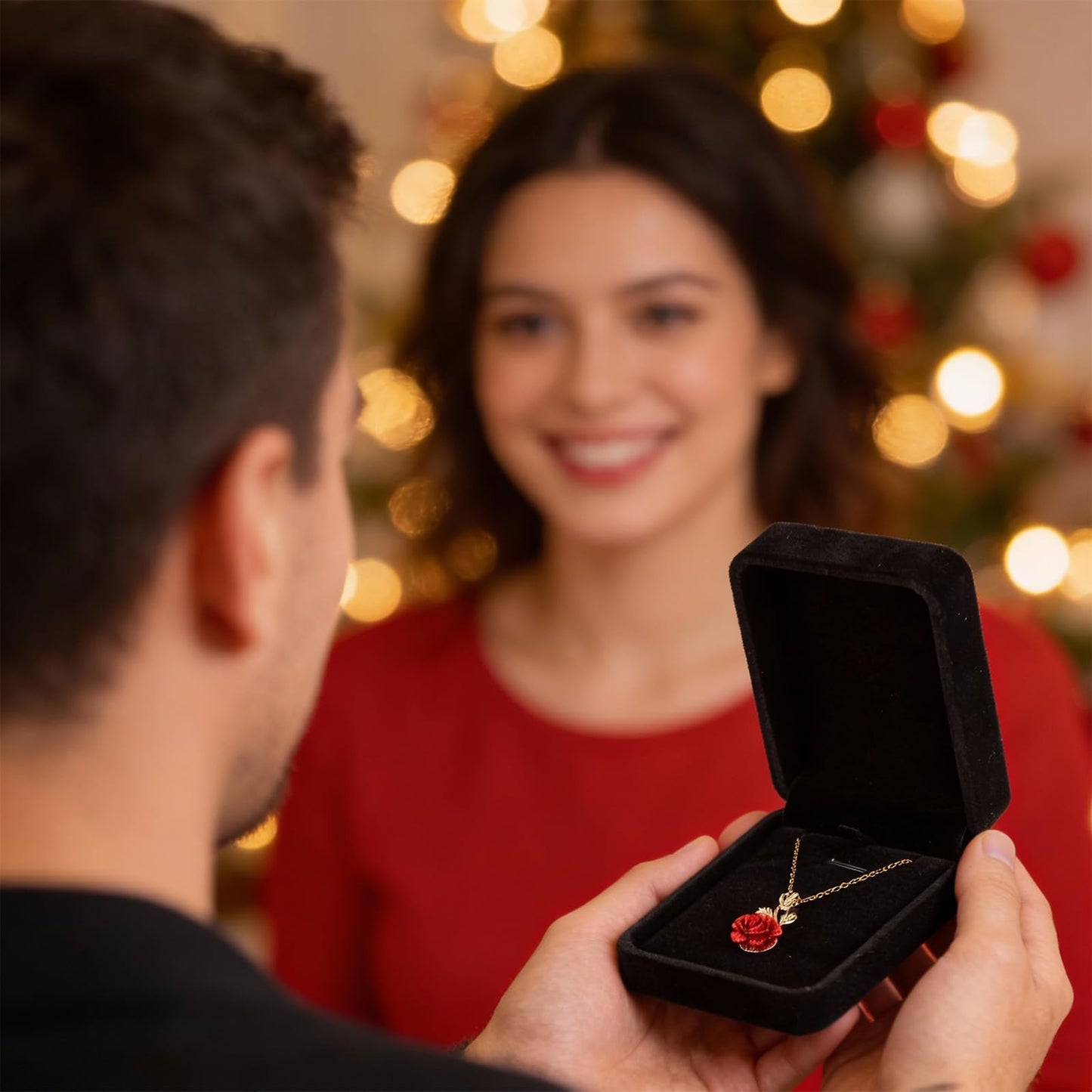 Yolev Velvet Necklace Gift Boxes Black Pendant Box for Jewelry Gifts Small Jewelry Gift Box Storage Display Case for Necklace Wedding Engagement Birthday Anniversary Valentine's Day