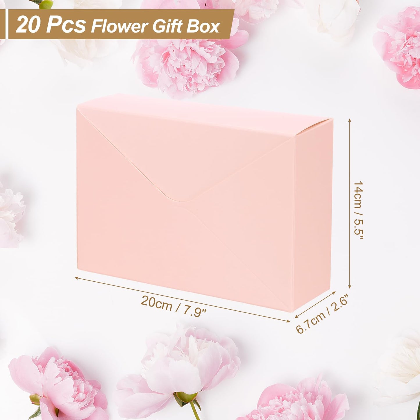 PATIKIL Florist Bouquet Envelope Box, 20 Pack Flower Bouquet Package Gift Folding Paper Boxes for Wedding, Party, Birthday, Mother's Day, Pink