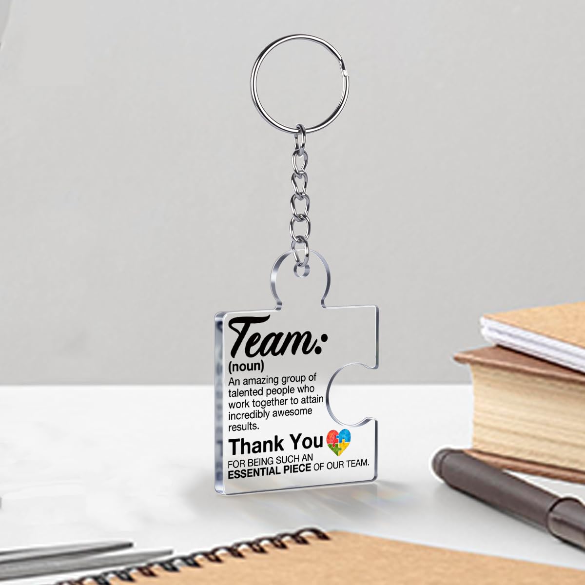 Team Appreciation Gifts for Employee Coworker Staff Bulk, Teamwork Thank You Gift Set Puzzle Piece Acrylic Keychains