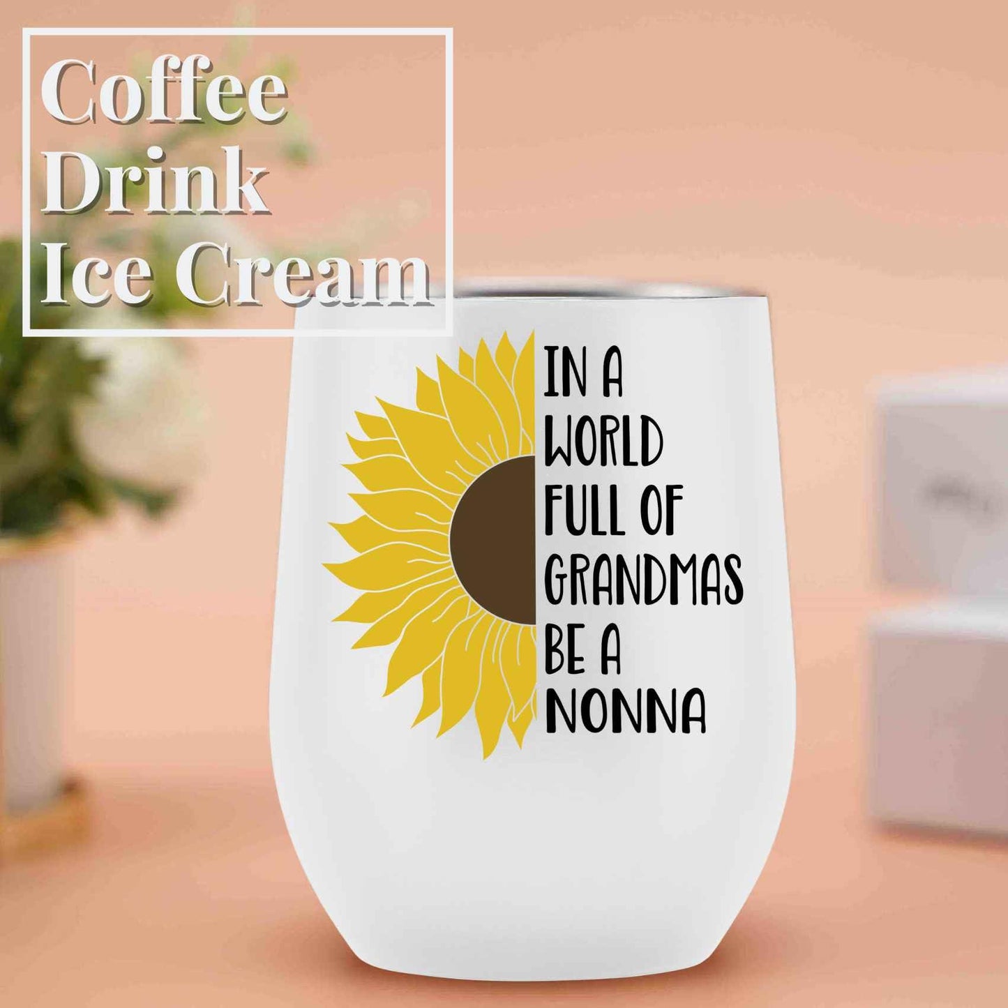 Onebttl Nonna Gift, Sunflower Grandma Gifts, 12oz Stainless Steel Insulated Tumbler for Sunflower Lovers, Perfect for Mother's Day, Birthday