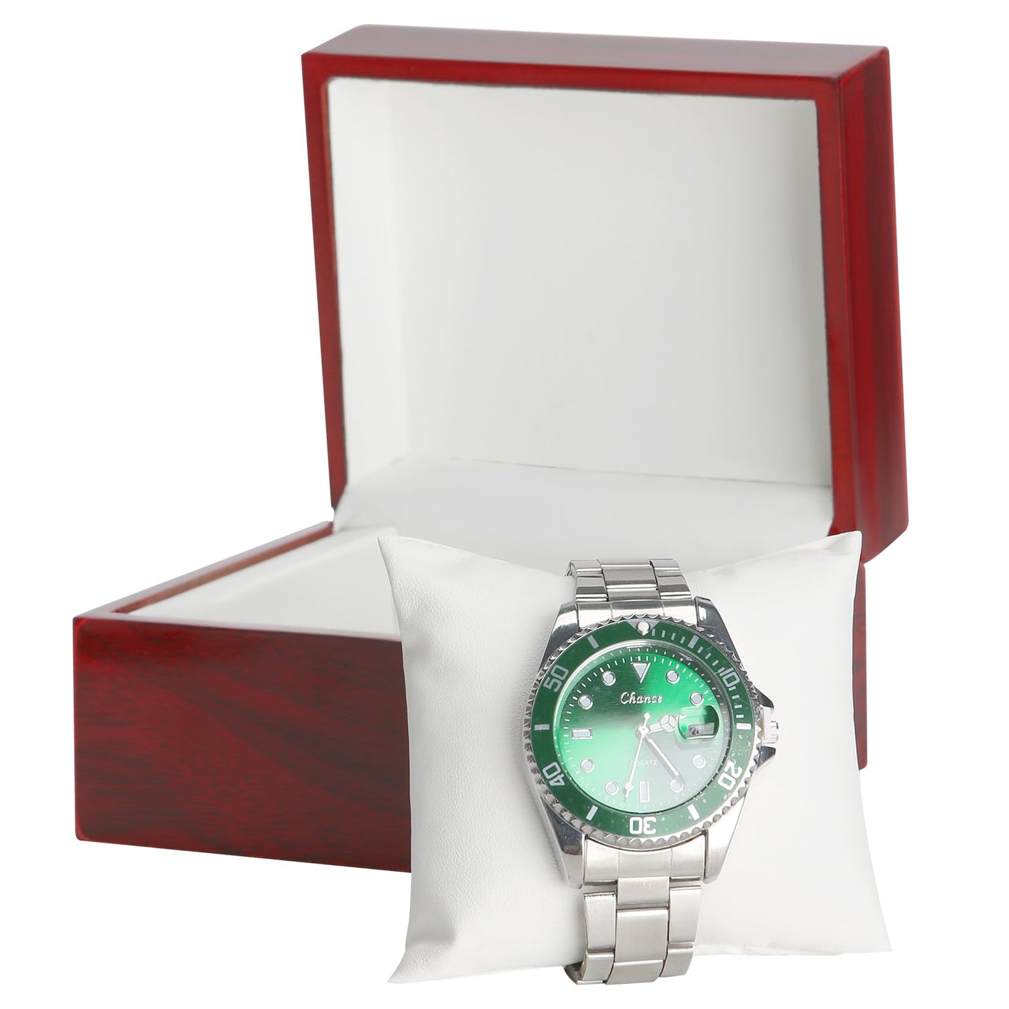 Wooden Single Watch Gift Box with Pillow, Wood Wristwatch Wrist Watch Case Storage Box for Christmas, Birthdays, Anniversary (Wood Color B)