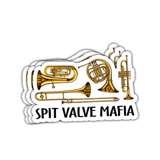 3Pcs Spit Valve Mafia Sticker Brass Player Trumpet Trombone Tuba Gift Spit Valve Mafia Stickers Musician Trumpet Trombone Horn Euphonium Tuba Car Decal for Laptop Water Bottle Toolbox Case (S1, 3")