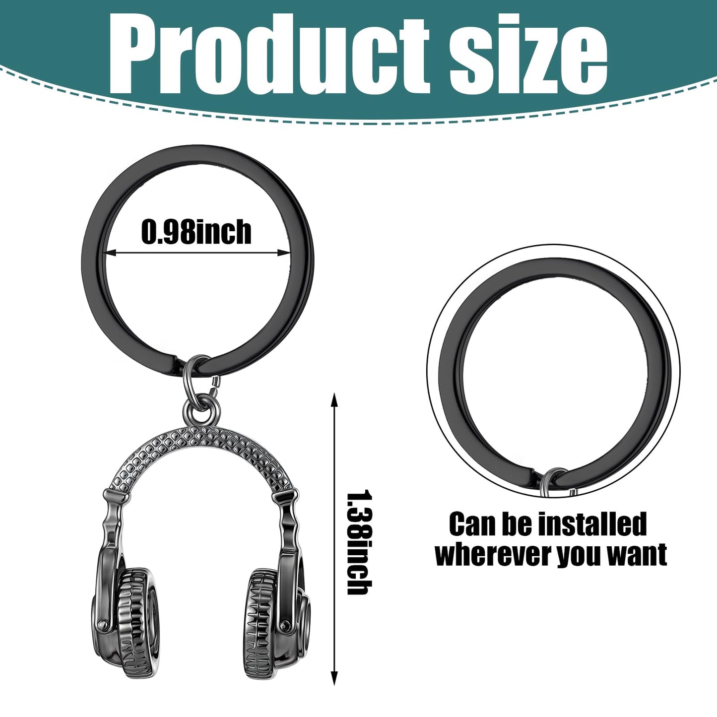 Sureio 4 Pcs Headphone Keychain Mini Music Keychain Singer Music Lover Dj Gifts Headset Keyring Party Favors Purse Bag Jewelry Accessories for Man and Women Graduation Gift