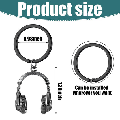 Sureio 4 Pcs Headphone Keychain Mini Music Keychain Singer Music Lover Dj Gifts Headset Keyring Party Favors Purse Bag Jewelry Accessories for Man and Women Graduation Gift