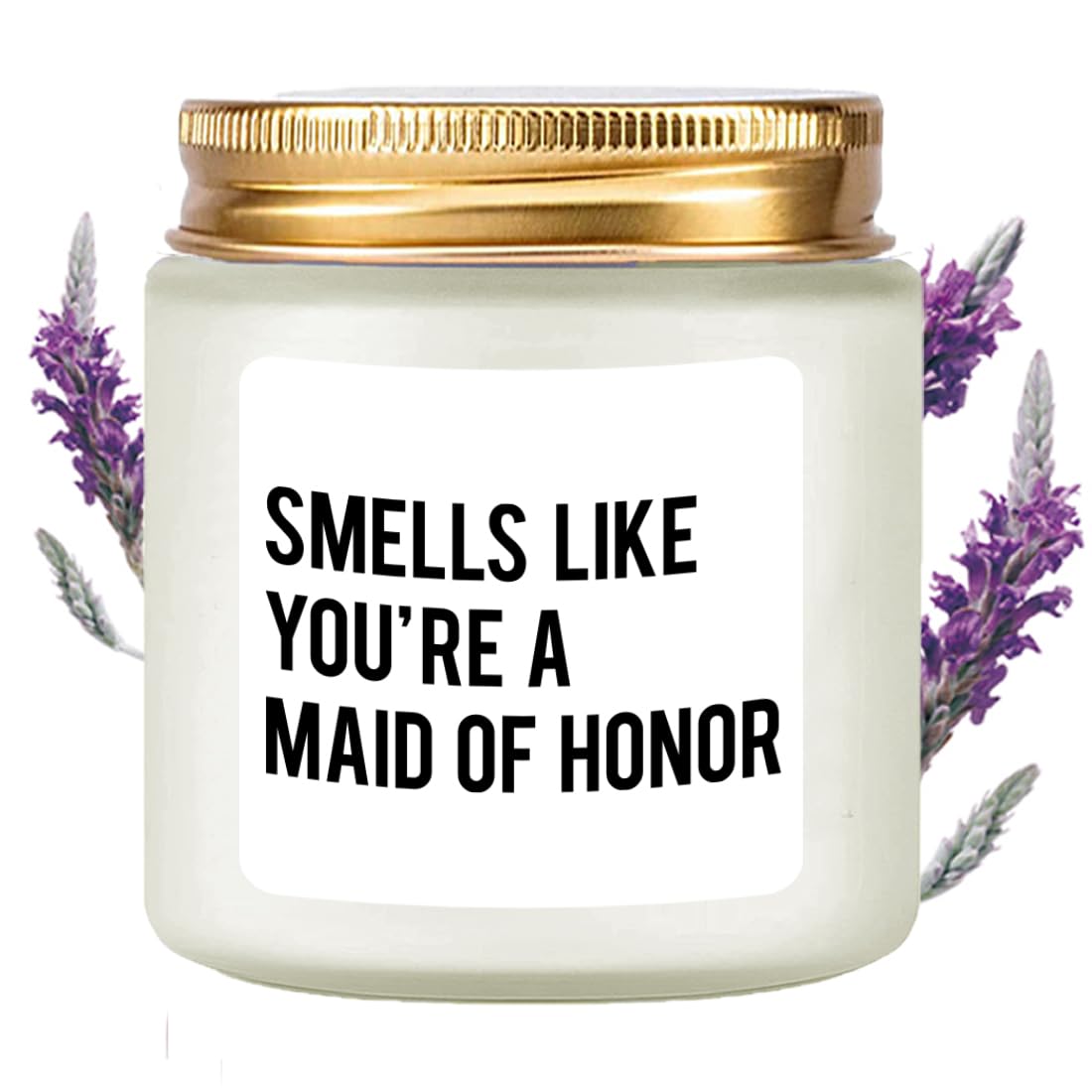 LAMIVEENLA Maid of Honor Gifts Scented Candle Lavender - Cool Bridesmaid Gifts for Matron of Honor Gift Maid of Honor Proposal Gift Soy Candle 4oz