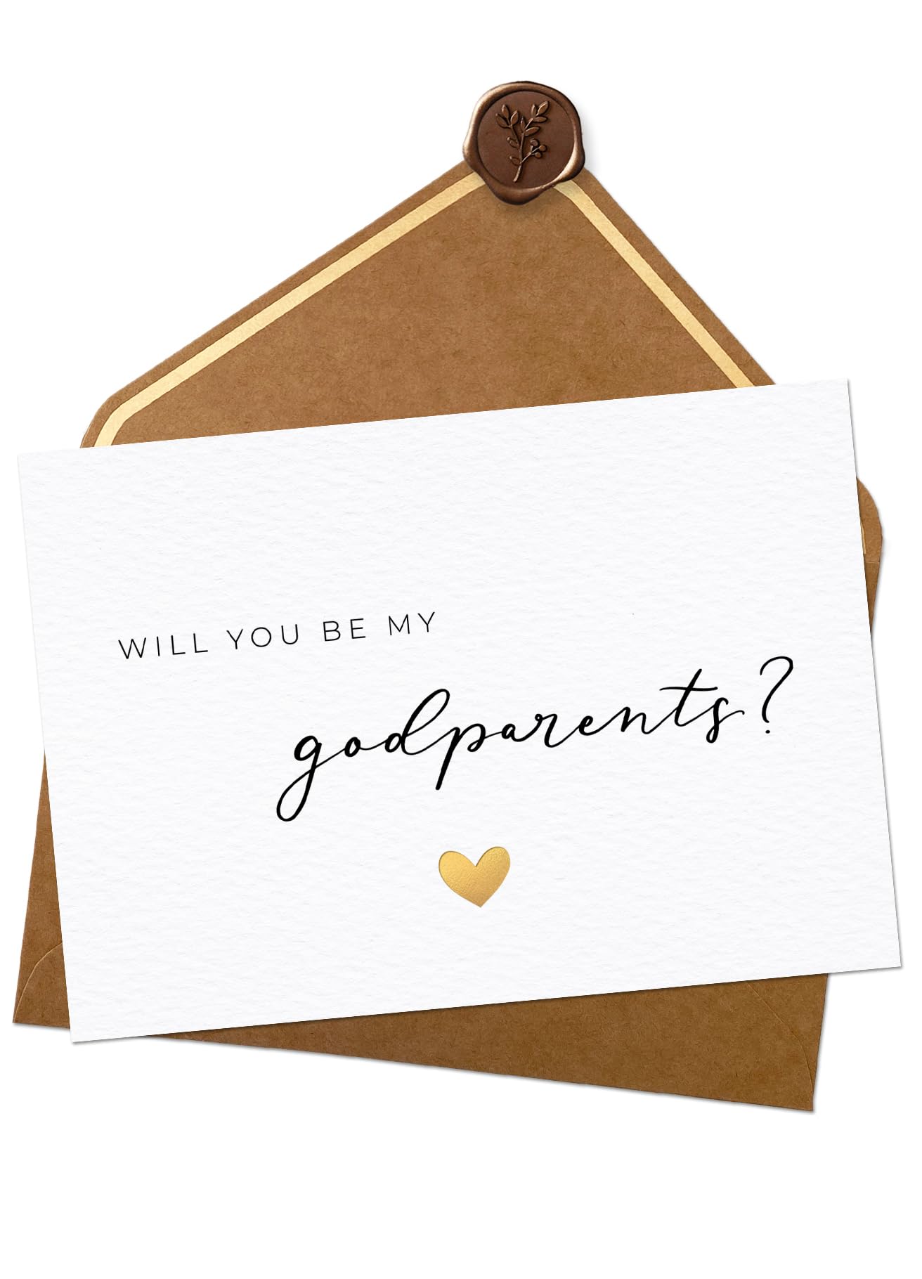 Joli Coon Will you be my godparents card with luxury envelope and wax seal - Godparents proposal gift
