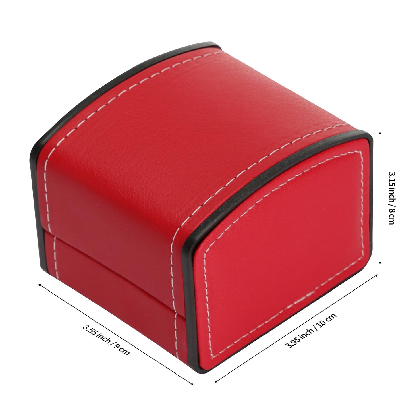 Luxury Single Watch Gift Box with Removable Pillow, PU Leather Single Watch Case Wristwatch Jewelry Storage Display Holder Cases for Men and Women (Red)